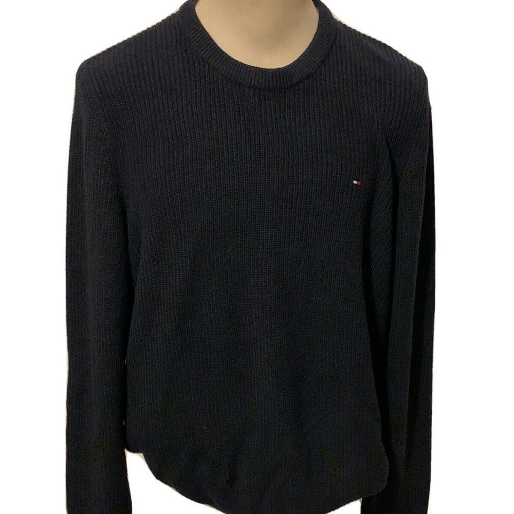 Tommy Hilfiger Mens Sweater Size XXL Cable Knit Crew Neck Navy Blue NWT